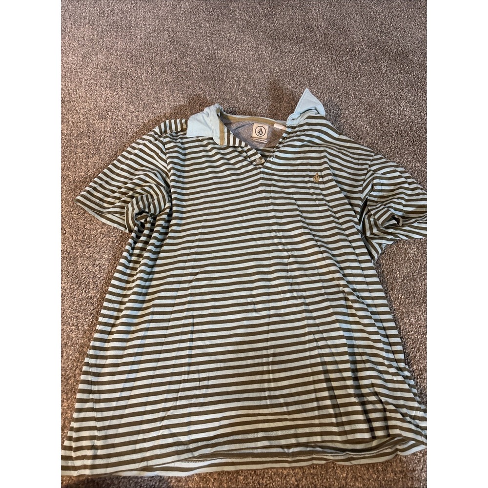 Mens Striped Volcom‎ Polo Collared Shirt Size XL